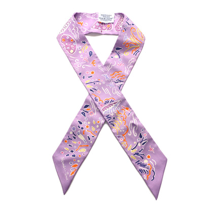 Hermes Silk Isola Di Primavera Twilly Lilas Orange Jaune 1 of 4