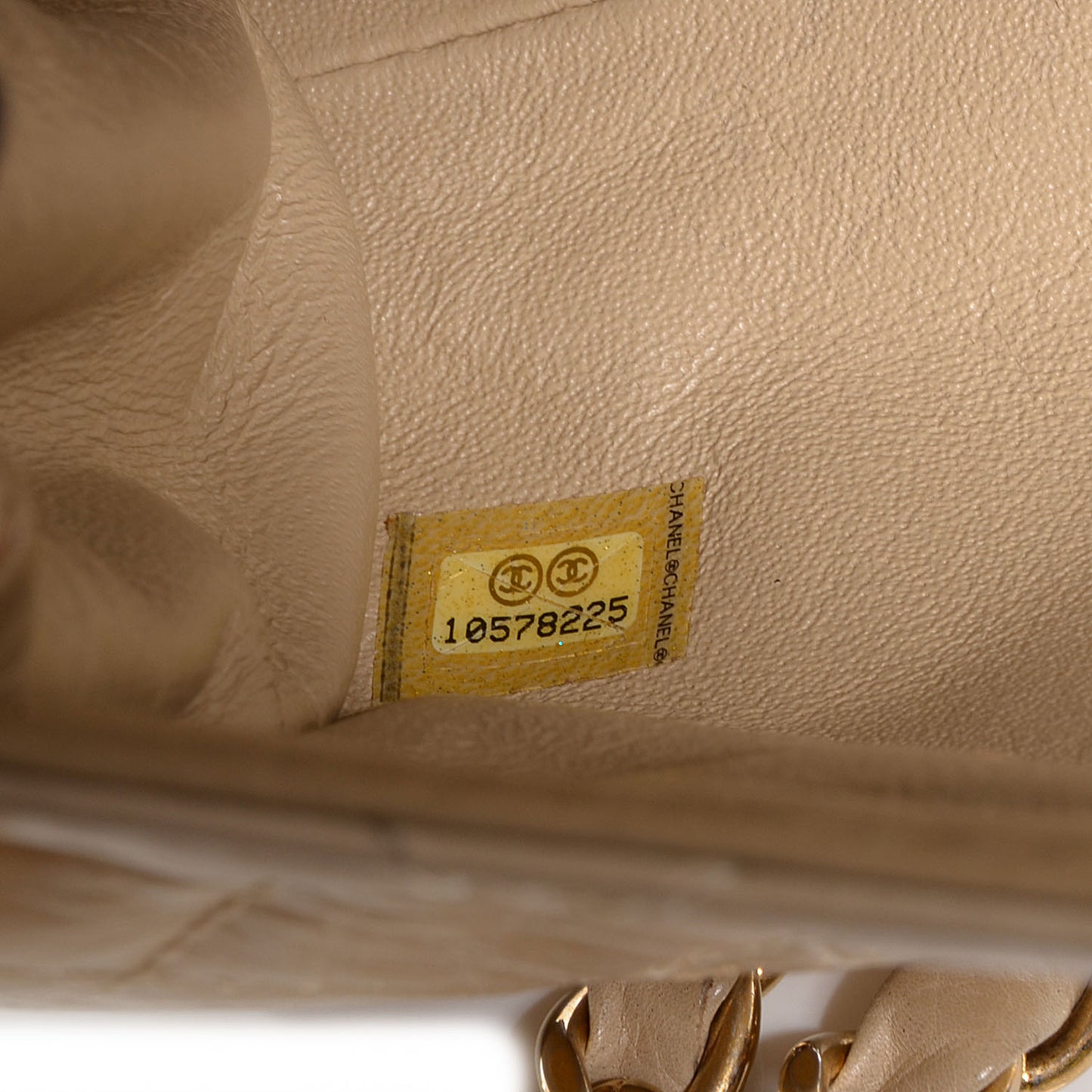 Aged Calfskin Quilted Accordion Double Flap Beige