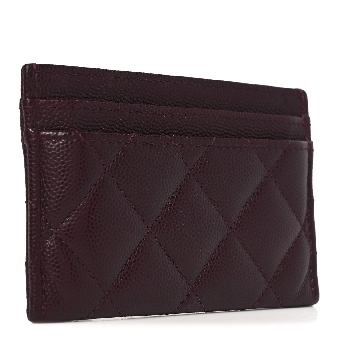 Caviar Quilted Crystal Card Holder Burgundy