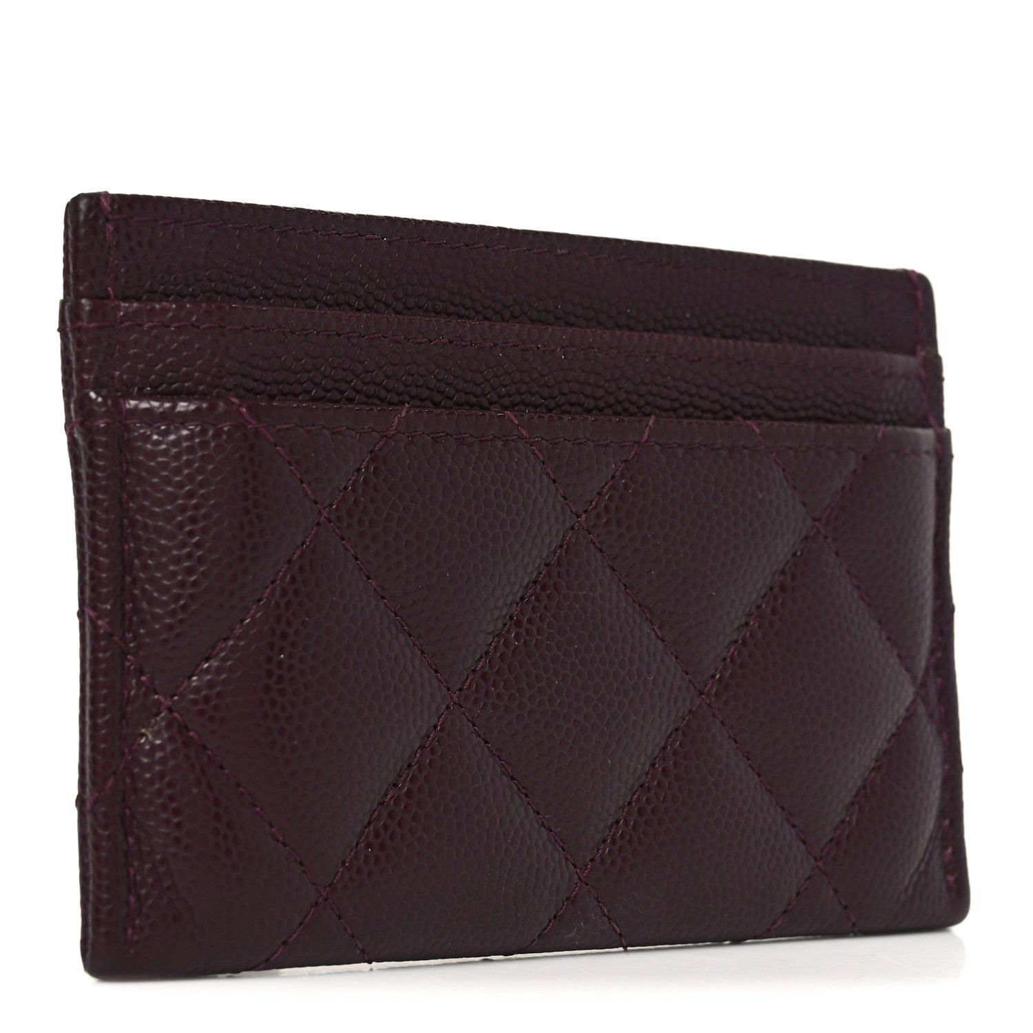 Chanel Caviar Quilted Crystal Card Holder Burgundy 3 of 10