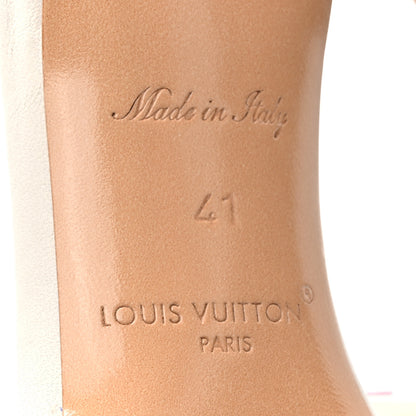 Louis Vuitton Lambskin Embossed Monogram By The Pool Revival High Heel Mules 41 White Pink 6 of 8