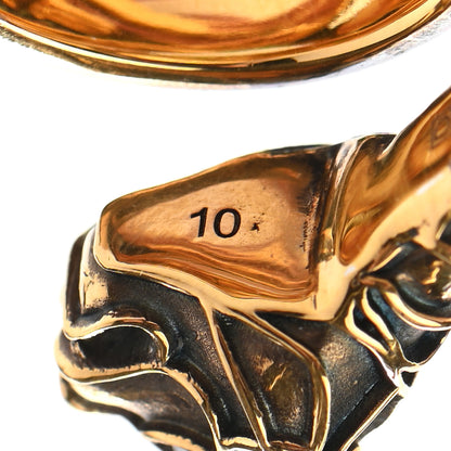 Gucci Crystal Tiger Heads Double Wrap Ring 5 Aged Gold 6 of 7
