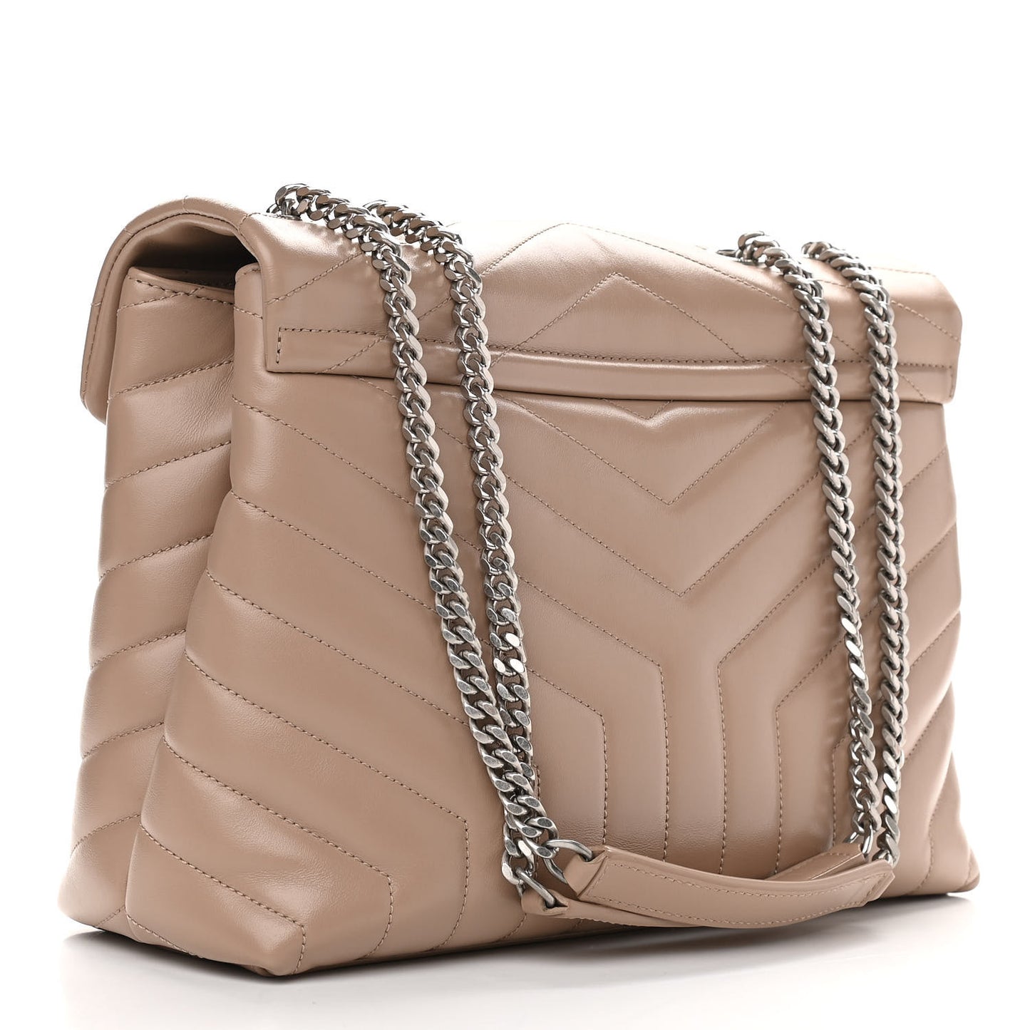 Calfskin Y Quilted Monogram Medium Loulou Chain Satchel Dark Beige