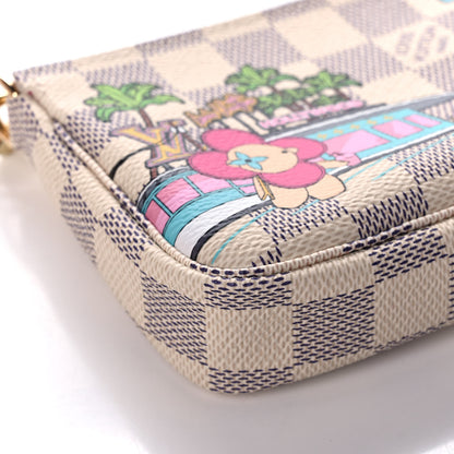 Louis Vuitton Damier Azur 2021 Christmas Animation Hollywood Mini Pochette Accessories Fuchsia 9 of 11