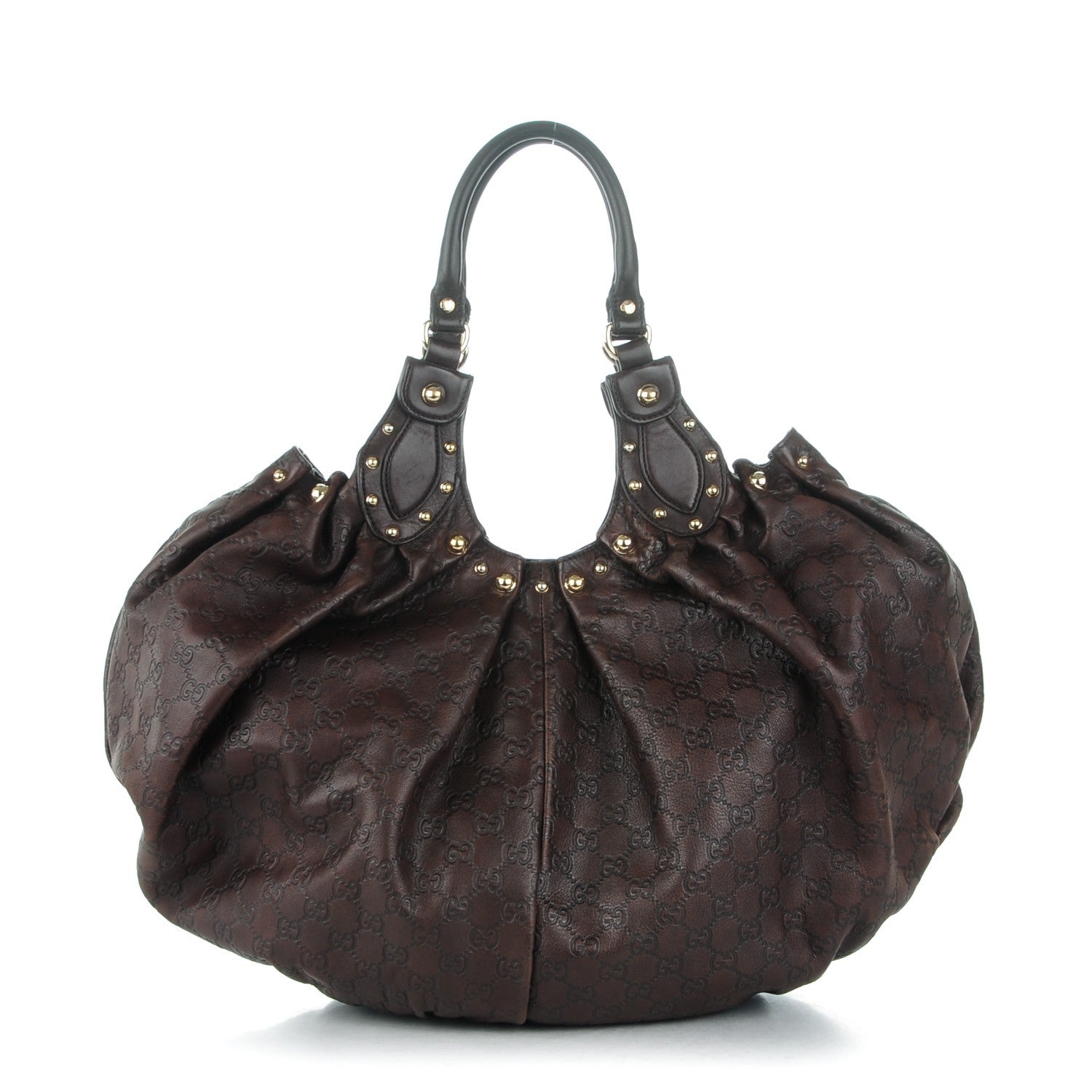 Gucci Guccissima Studded Pelham Shoulder Bag Dark Brown 1 of 7