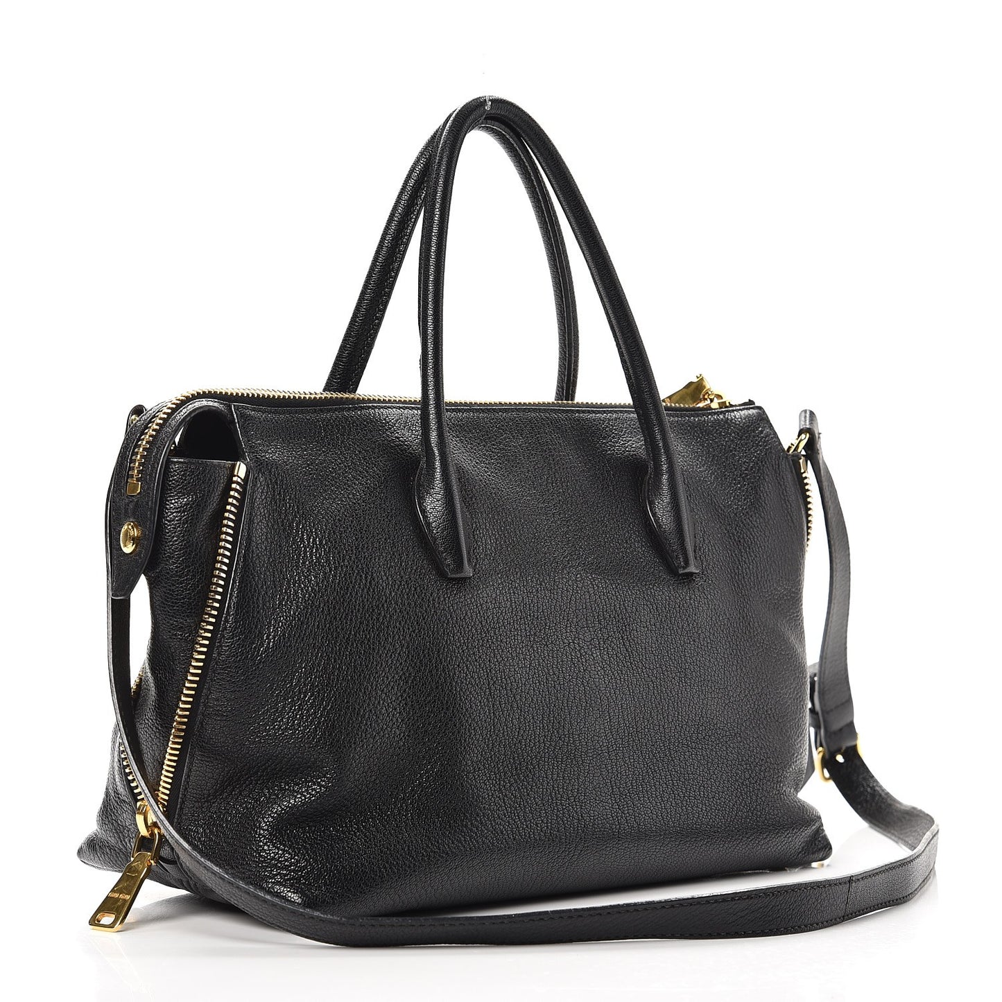Goatskin Madras Zip Tote Nero Black