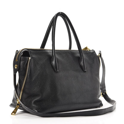 Miu Miu Goatskin Madras Zip Tote Nero Black 4 of 12