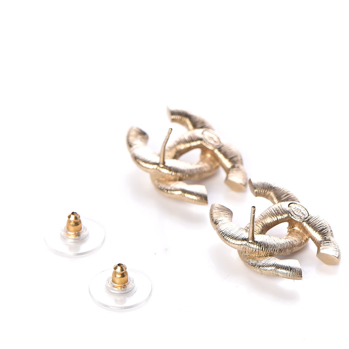 Crystal Twisted CC Earrings Light Gold Pale Pink