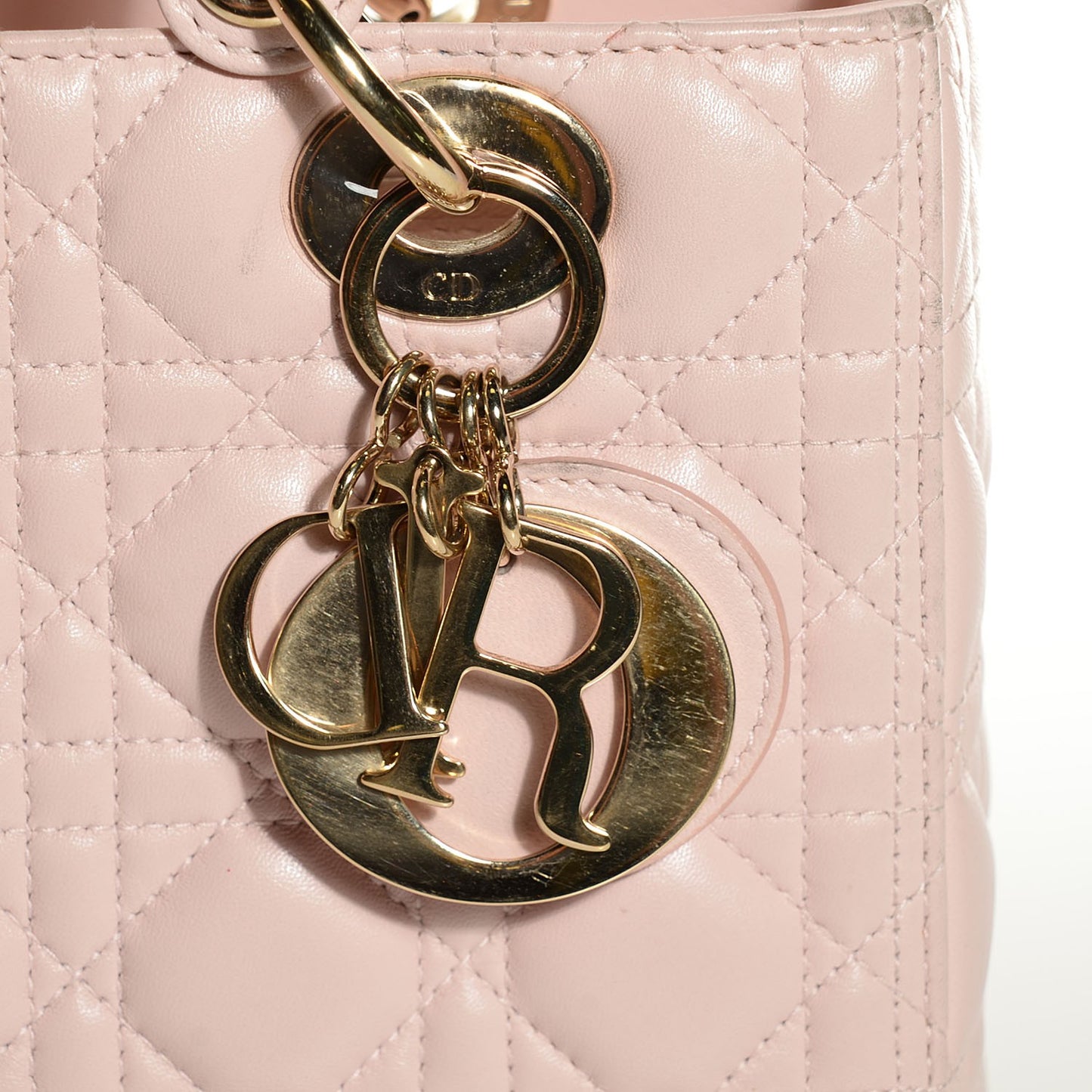 Lambskin Cannage Medium Lady Dior Rose Poudre
