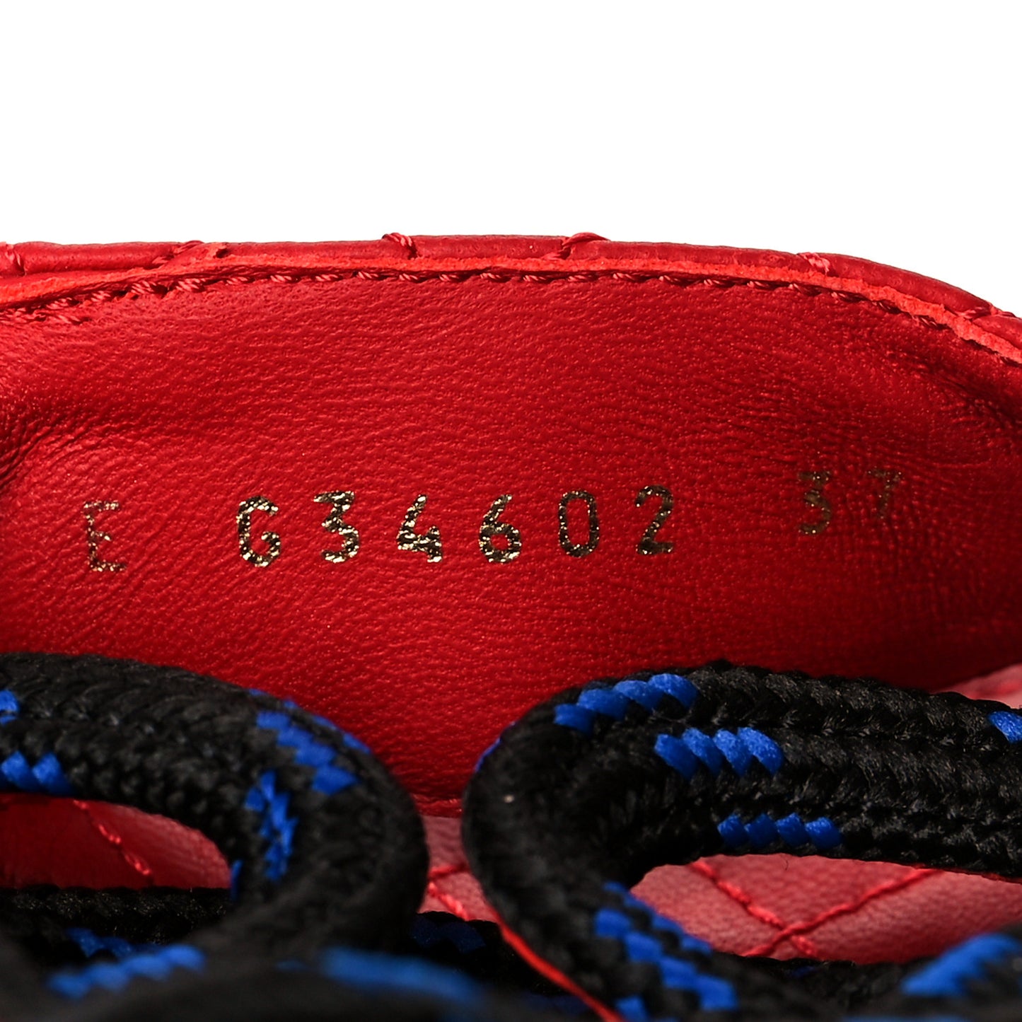 Cord Lambskin Quilted Logo Sandals 37 Red Blue