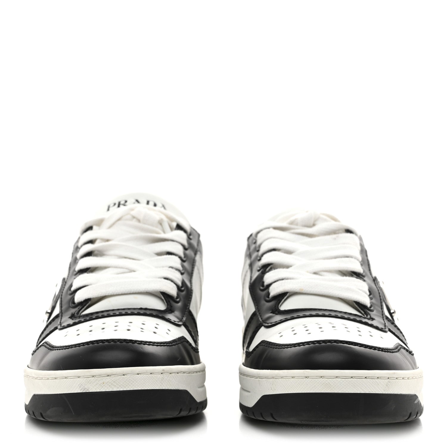 Prada Vitello Sport Spazzolato Rois Triangle Logo Womens Downtown Low Top 30mm Sneakers 38 White Black 3 of 9