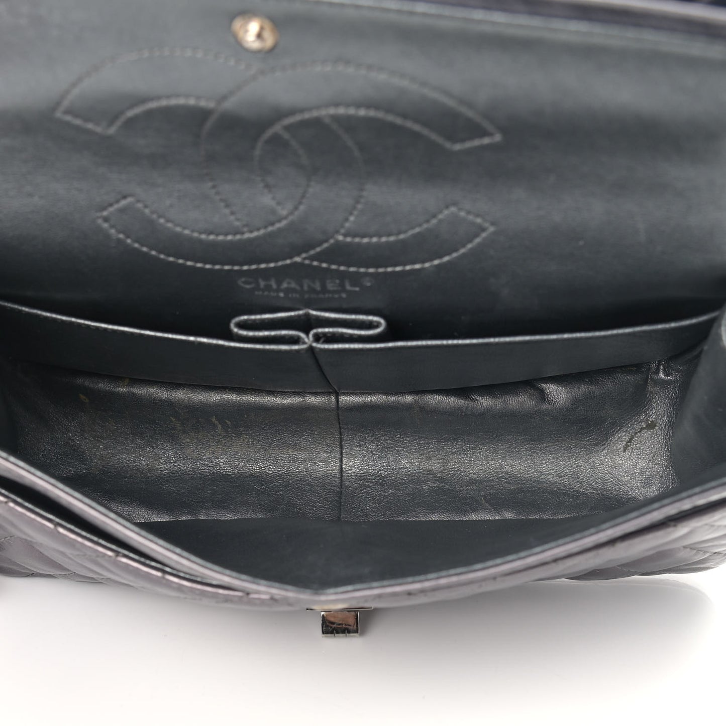 Metallic Aged Calfskin Quilted Studded 2.55 Reissue 226 Flap Dark Silver