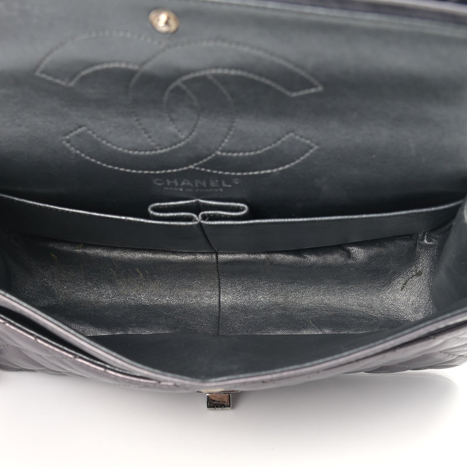 Chanel Metallic Aged Calfskin Quilted Studded 2.55 Reissue 226 Flap Dark Silver 4 of 15