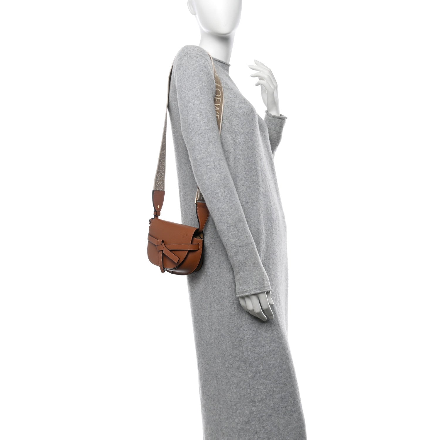 Loewe Calfskin Jacquard Mini Gate Dual Bag Tan 2 of 10