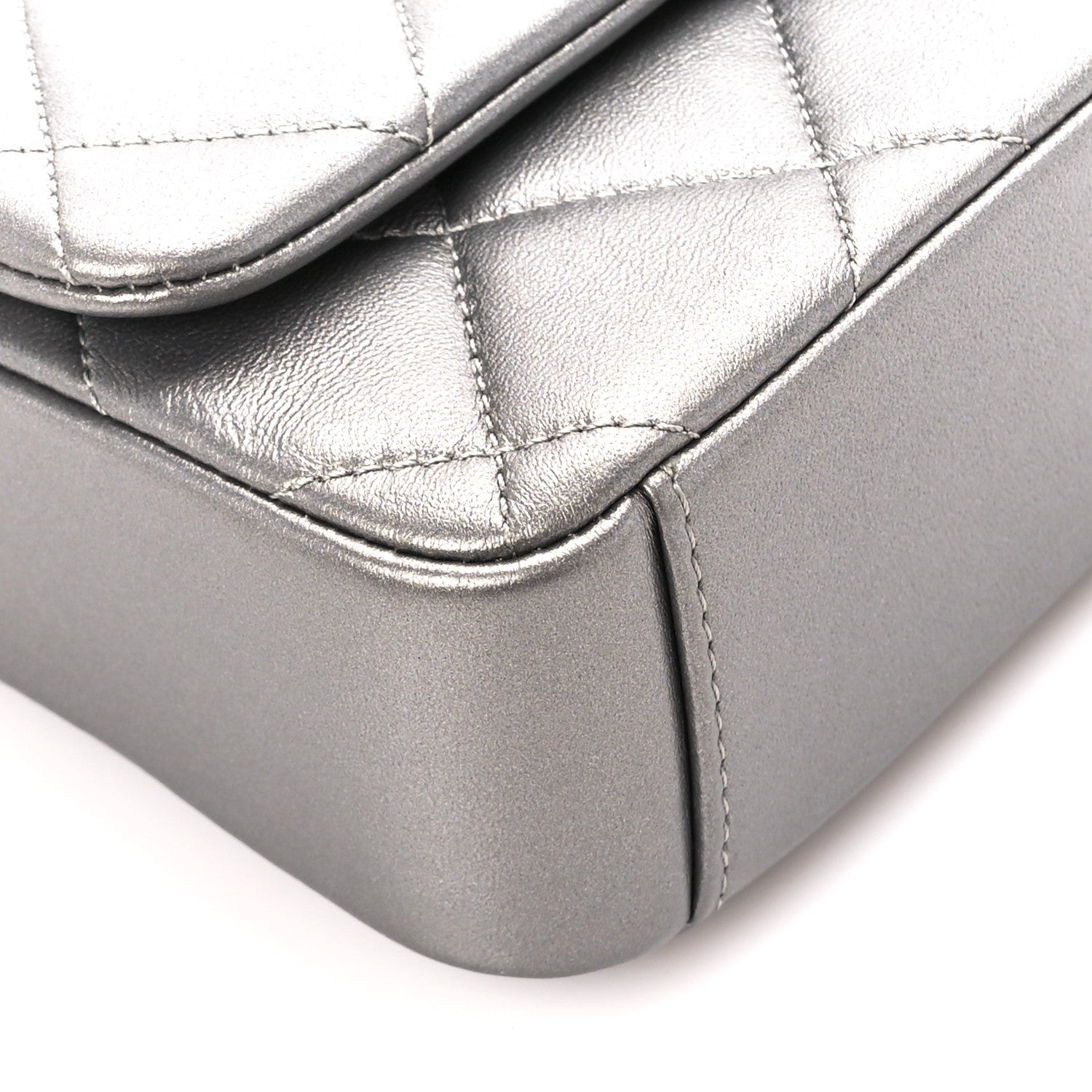 Chanel Metallic Lambskin Quilted Mini Side Note Flap Grey 10 of 11