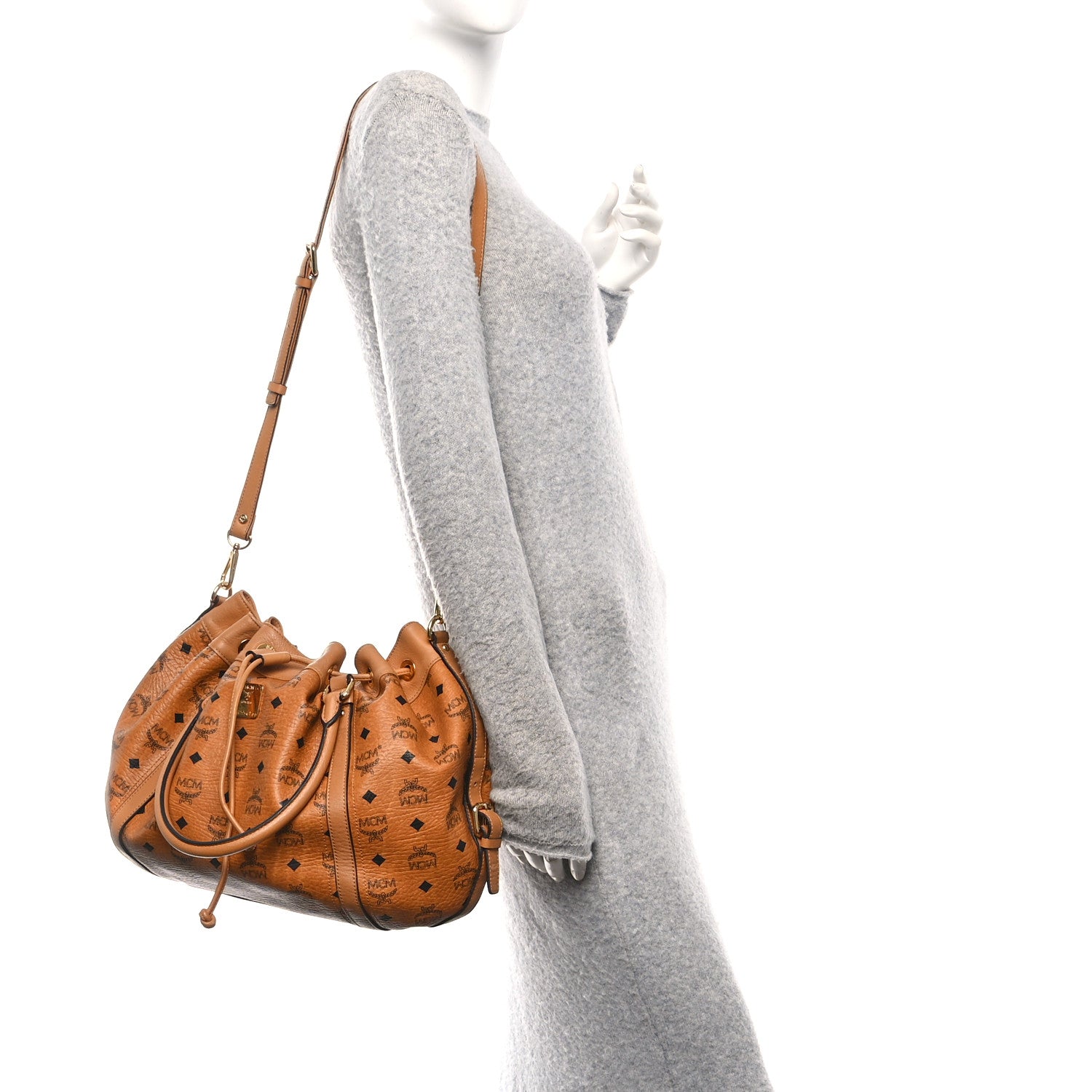 MCM Visetos Drawstring Shopper Cognac 2 of 10