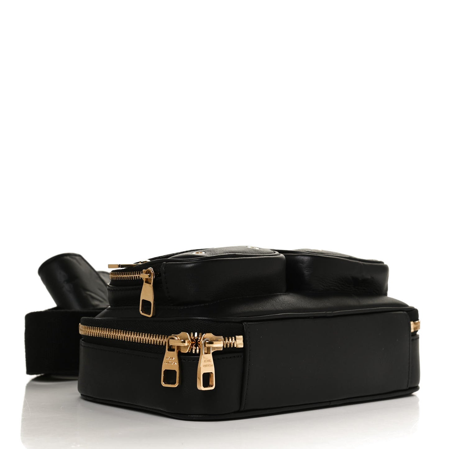 Calfskin Monogram Embossed Utility Crossbody Black