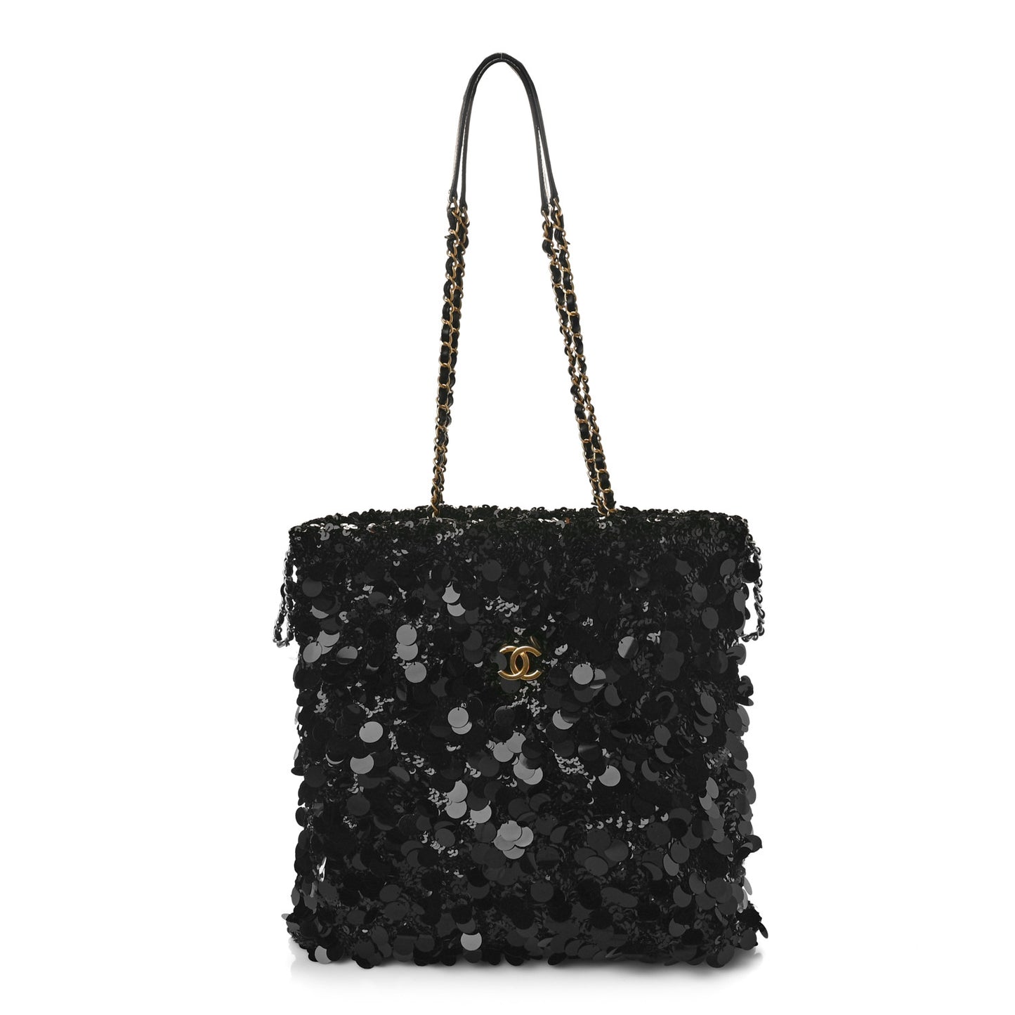 Sequin Shopping Tote Black