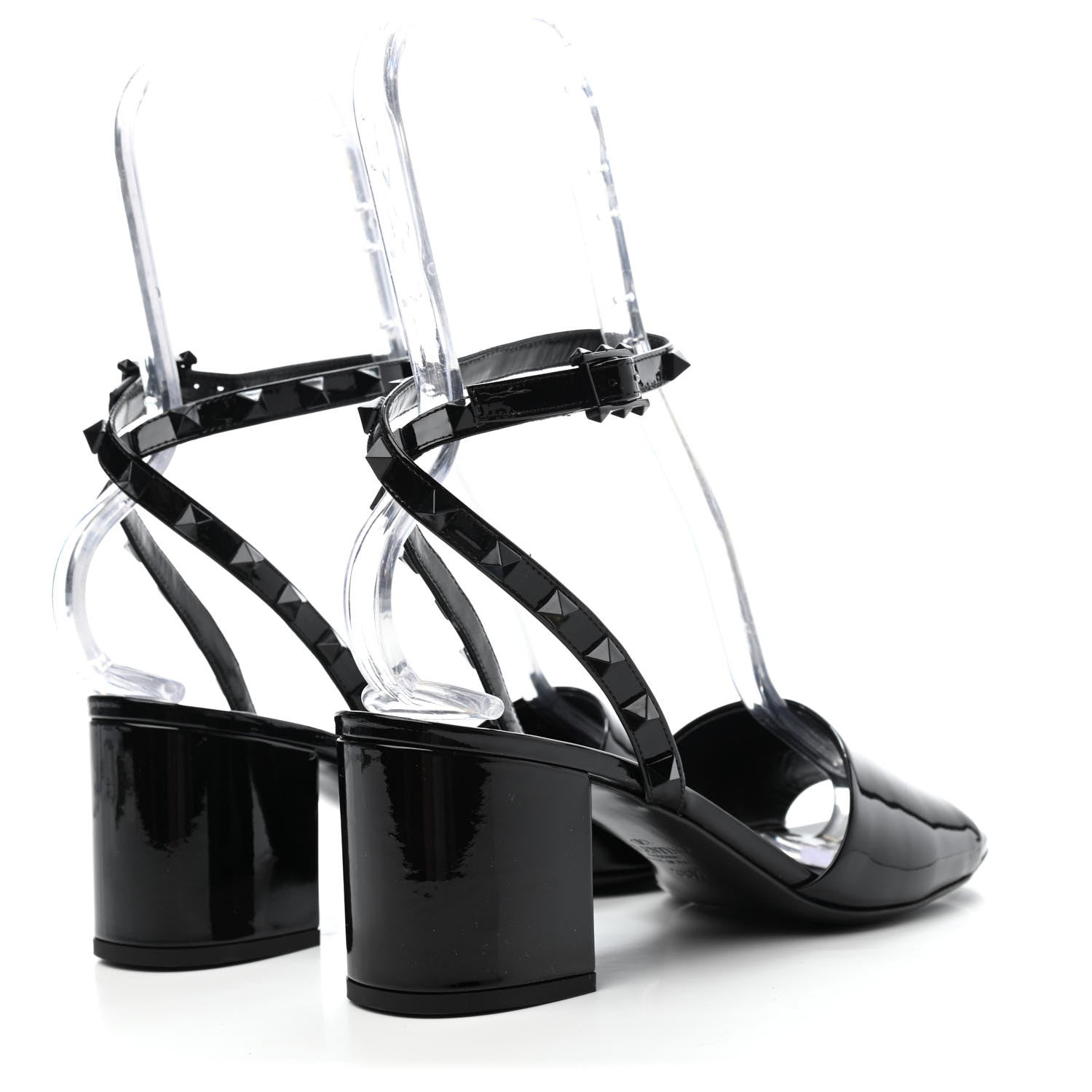 Valentino Garavani Patent Rockstud Block Ankle Strap 60mm Sandals 38.5 Black 4 of 4