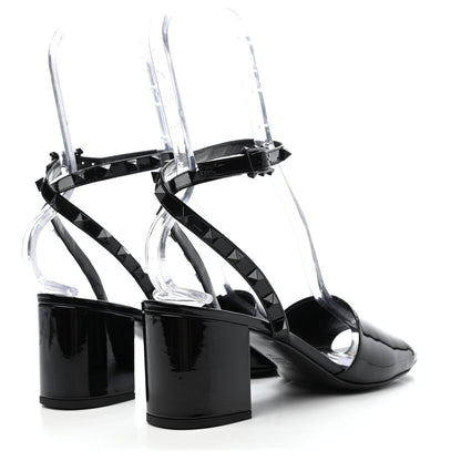 Valentino Garavani Patent Rockstud Block Ankle Strap 60mm Sandals 38.5 Black 4 of 4