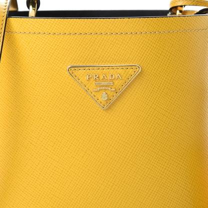 Prada Saffiano Cuir Calfskin Small Panier Bucket Bag Soleil Black 9 of 11