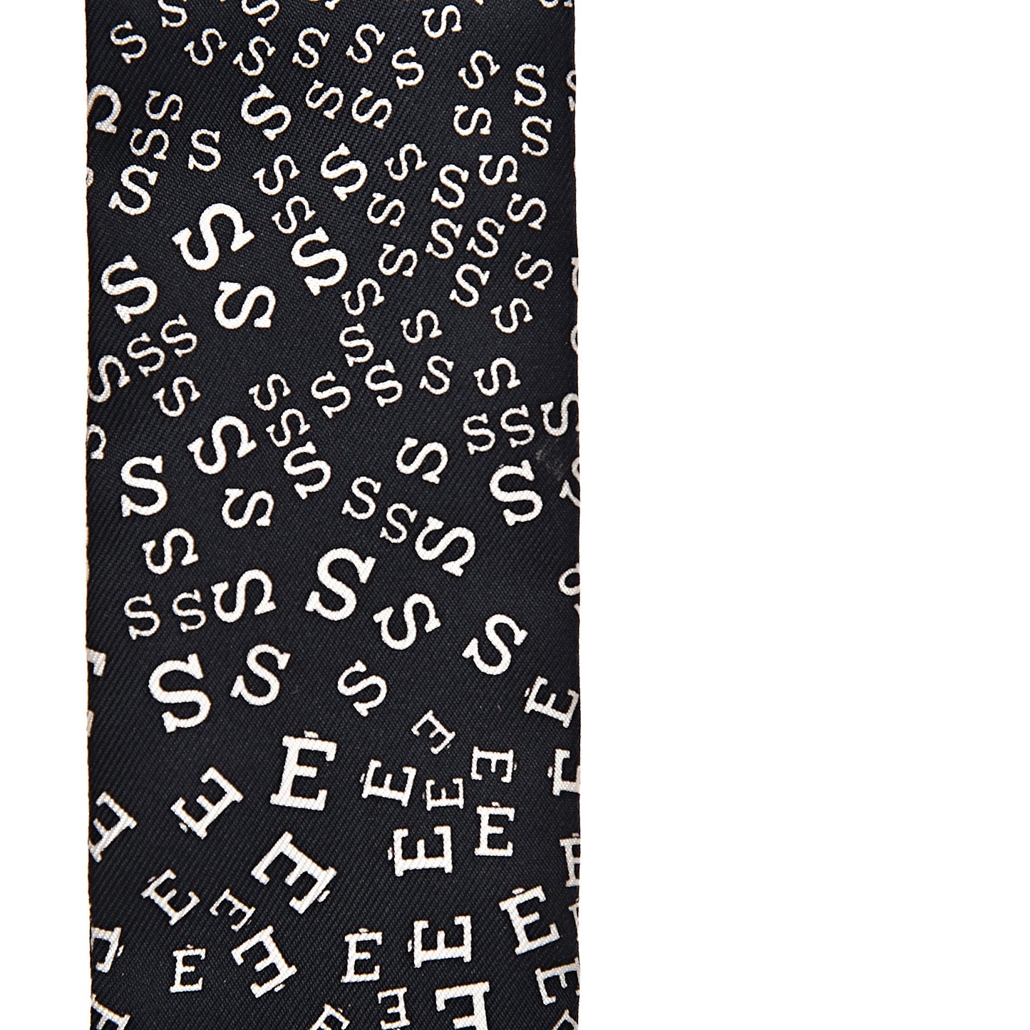 Silk Scattered Letters Twilly Black