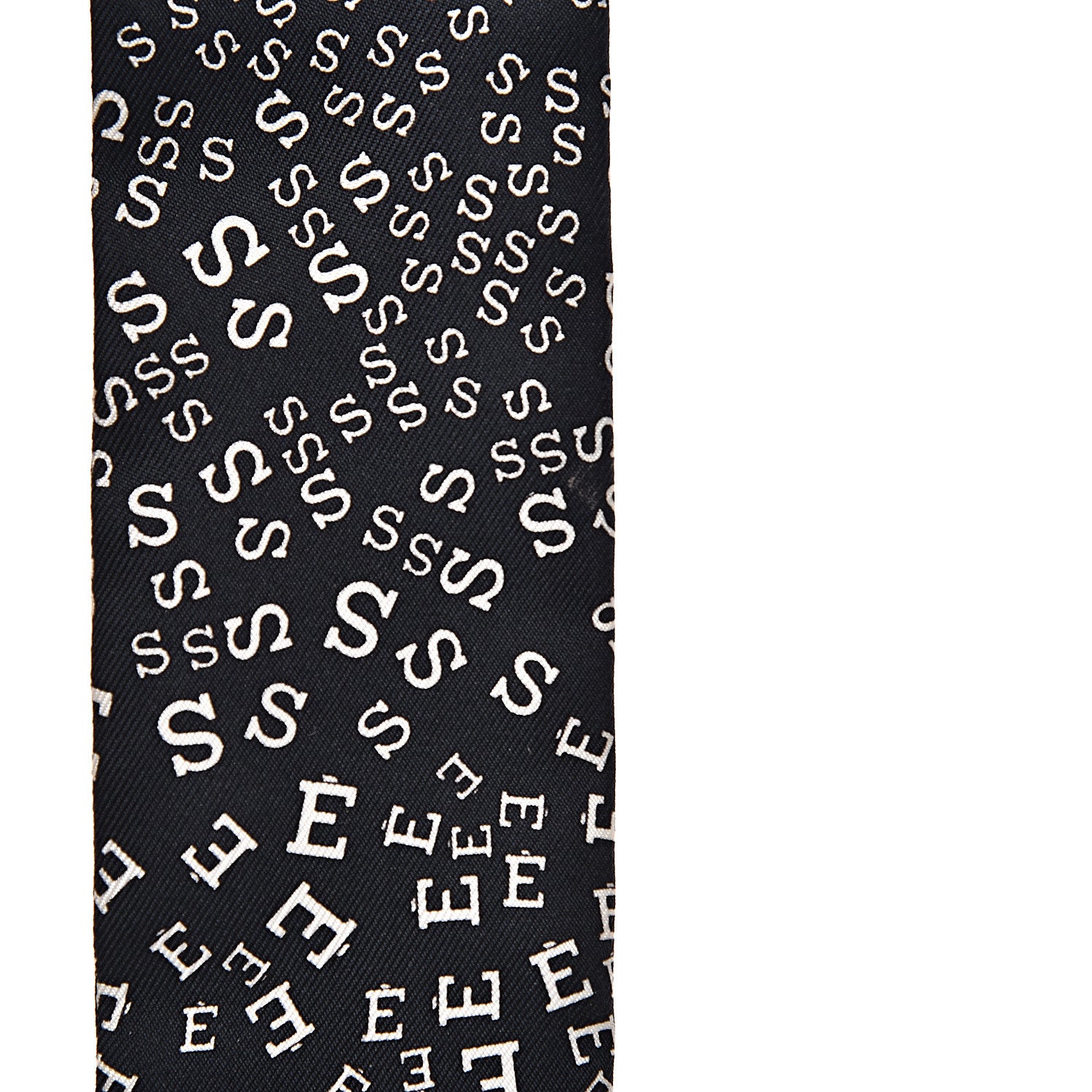 Hermes Silk Scattered Letters Twilly Black 5 of 5