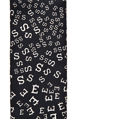 Hermes Silk Scattered Letters Twilly Black 5 of 5