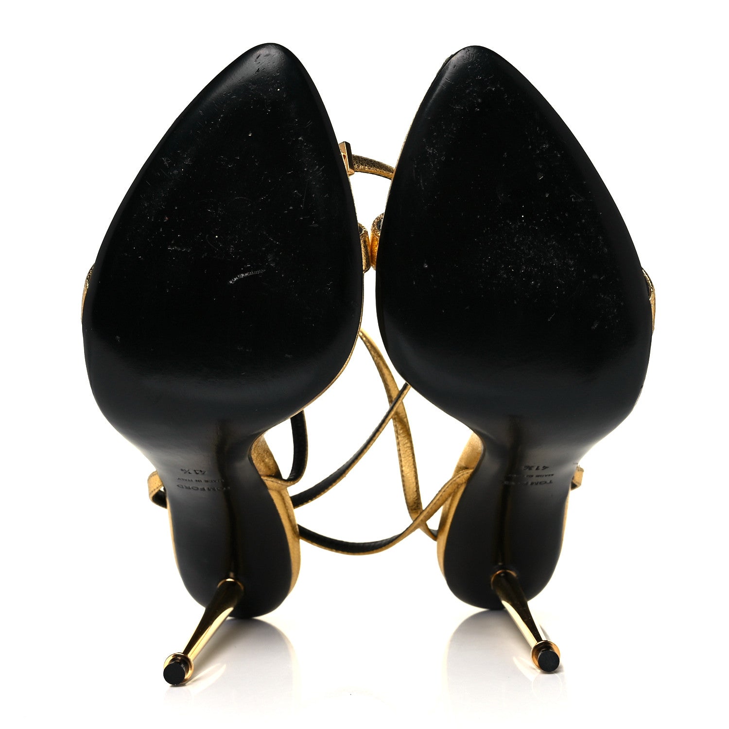 Tom Ford Metallic Nappa Padlock Stiletto 105mm Sandals 41.5 Gold 5 of 11