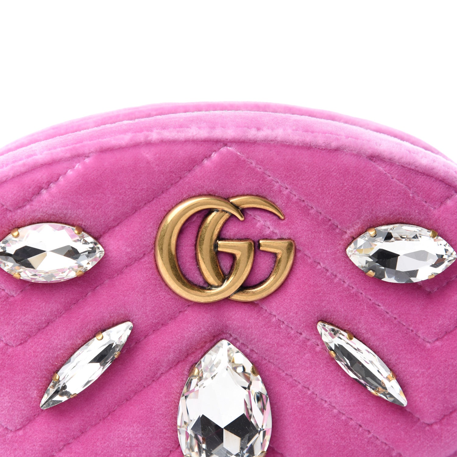 Gucci Velvet Matelasse Marquise Crystals GG Marmont Belt Bag 95 38 Malva 11 of 11