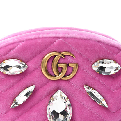Gucci Velvet Matelasse Marquise Crystals GG Marmont Belt Bag 95 38 Malva 11 of 11