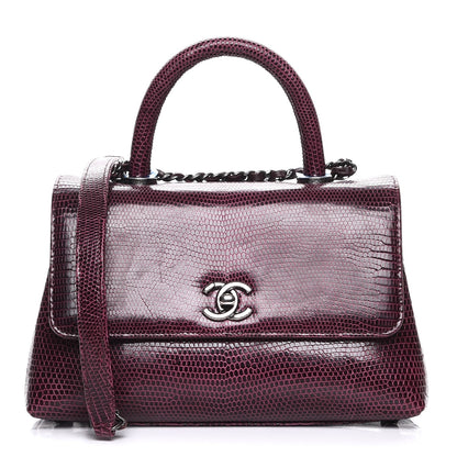 Chanel Lizard Mini Coco Handle Flap Burgundy 1 of 8