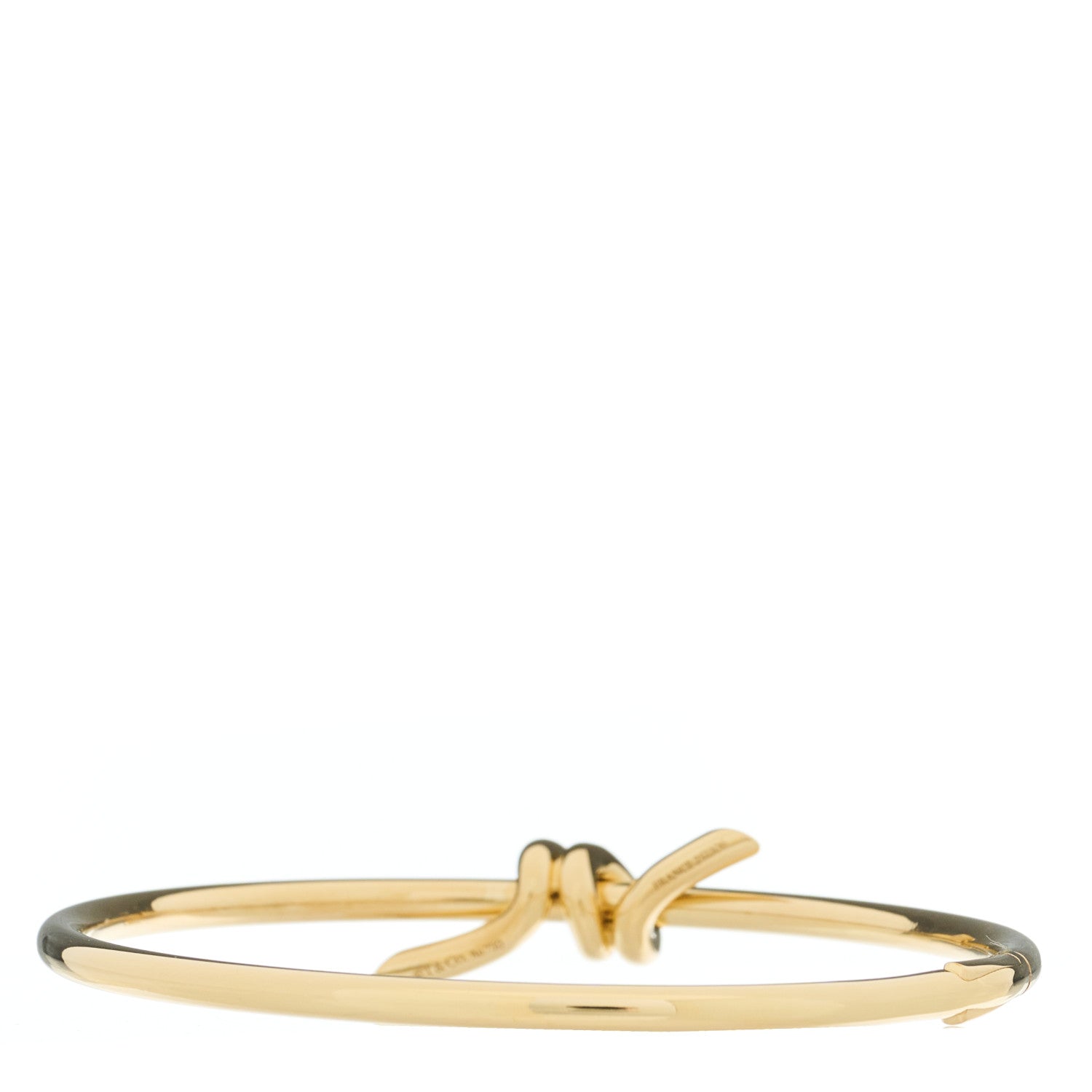 Tiffany 18K Yellow Gold Knot Hinged Bangle Bracelet 2 of 4