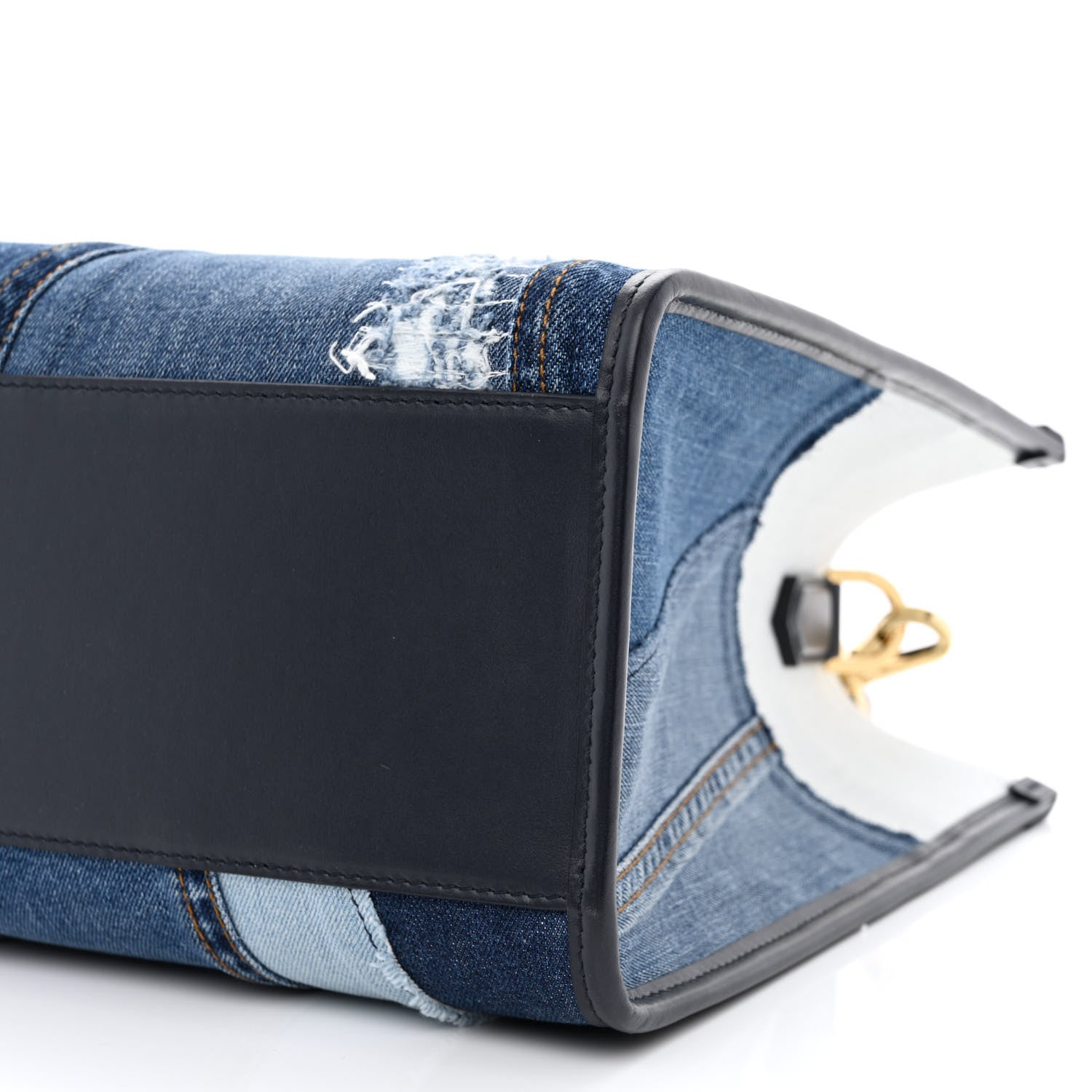Dolce & Gabbana Calfskin Denim Patchwork Logo Shopper Tote Blue 9 of 12