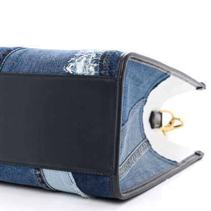 Dolce & Gabbana Calfskin Denim Patchwork Logo Shopper Tote Blue 9 of 12