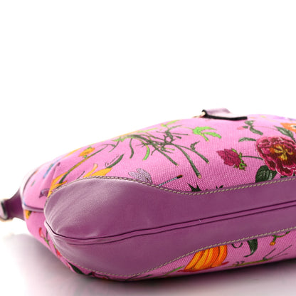 Gucci Canvas Floral Flora Medium Jackie O Bouvier Hobo Hot Pink 9 of 10