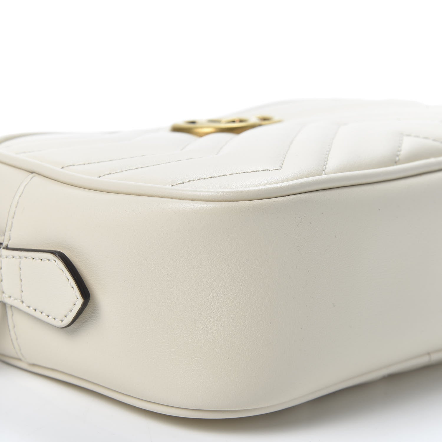 Gucci Calfskin Matelasse Mini GG Marmont Chain Shoulder Bag White 5 of 9