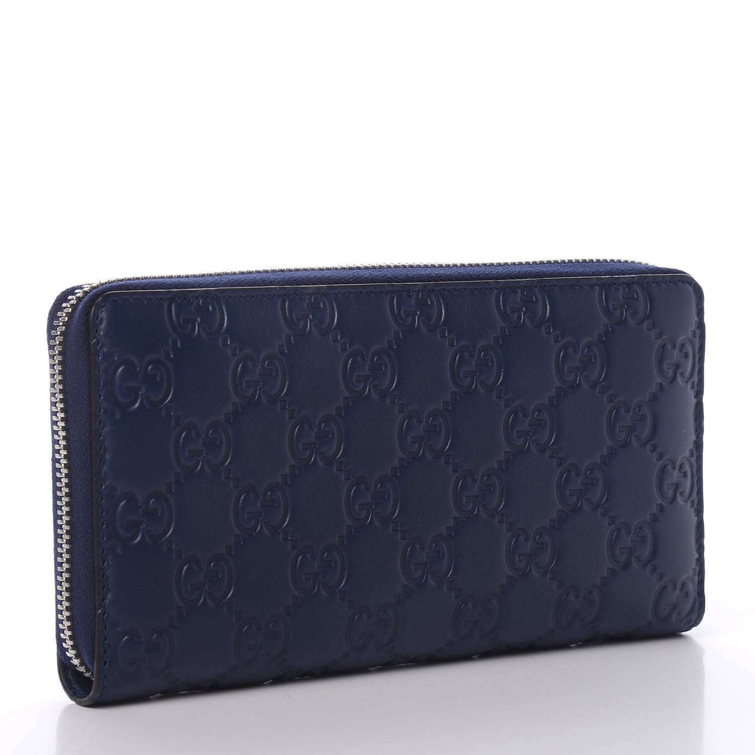 Gucci X MLB Guccissima Signature NY Yankees Embroidered Zip Around Wallet Royale Ivory 3 of 9