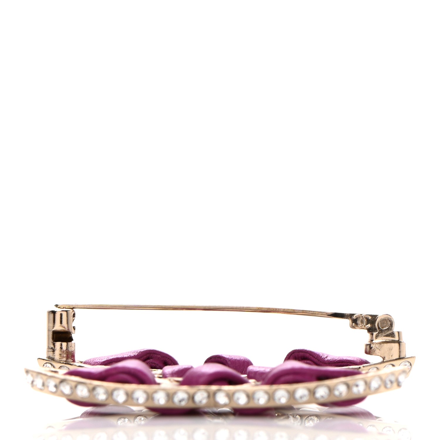 Chanel Lambskin Crystal CC Chain Brooch Purple Gold 4 of 5