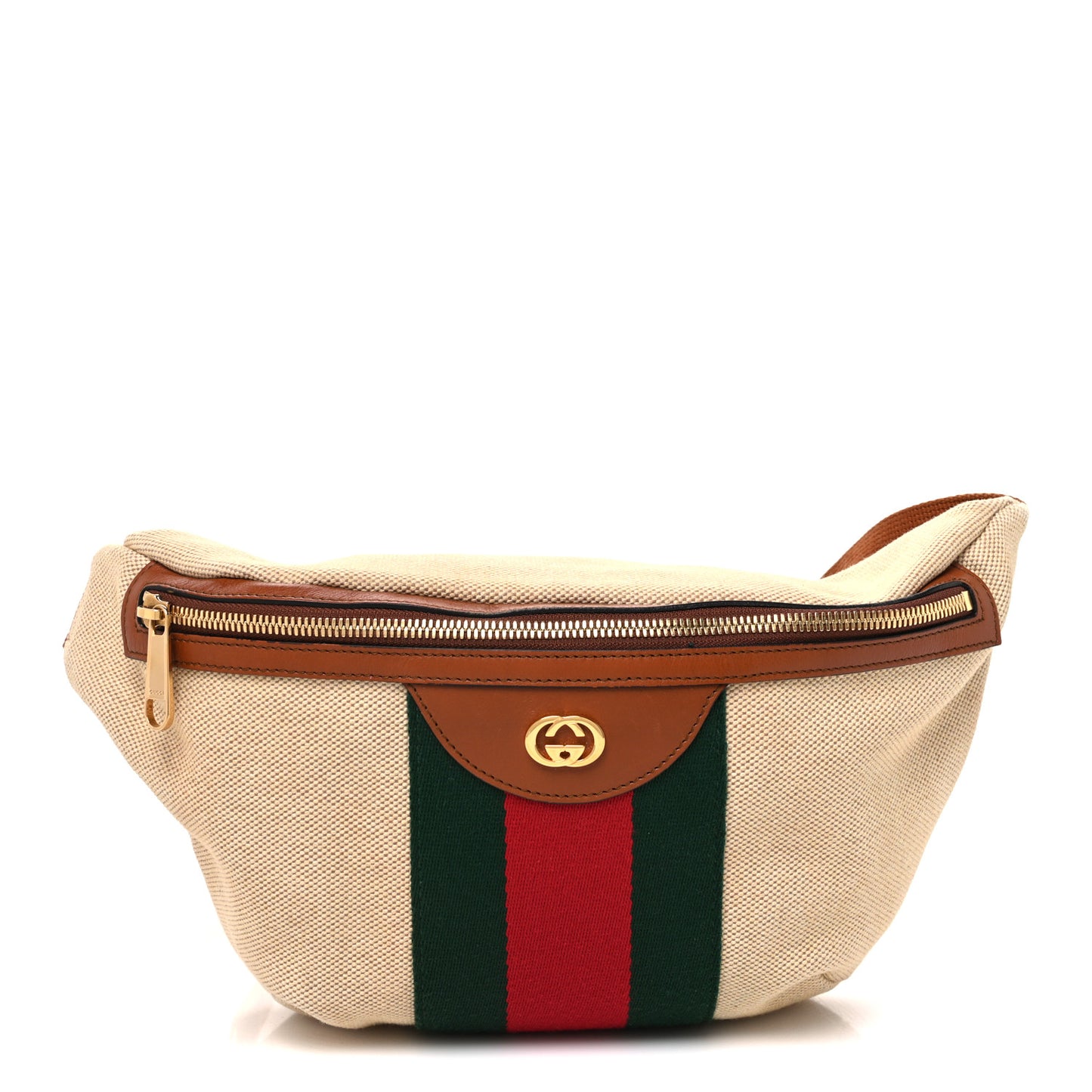 Vintage Canvas Web Belt Bag Sand Cuir