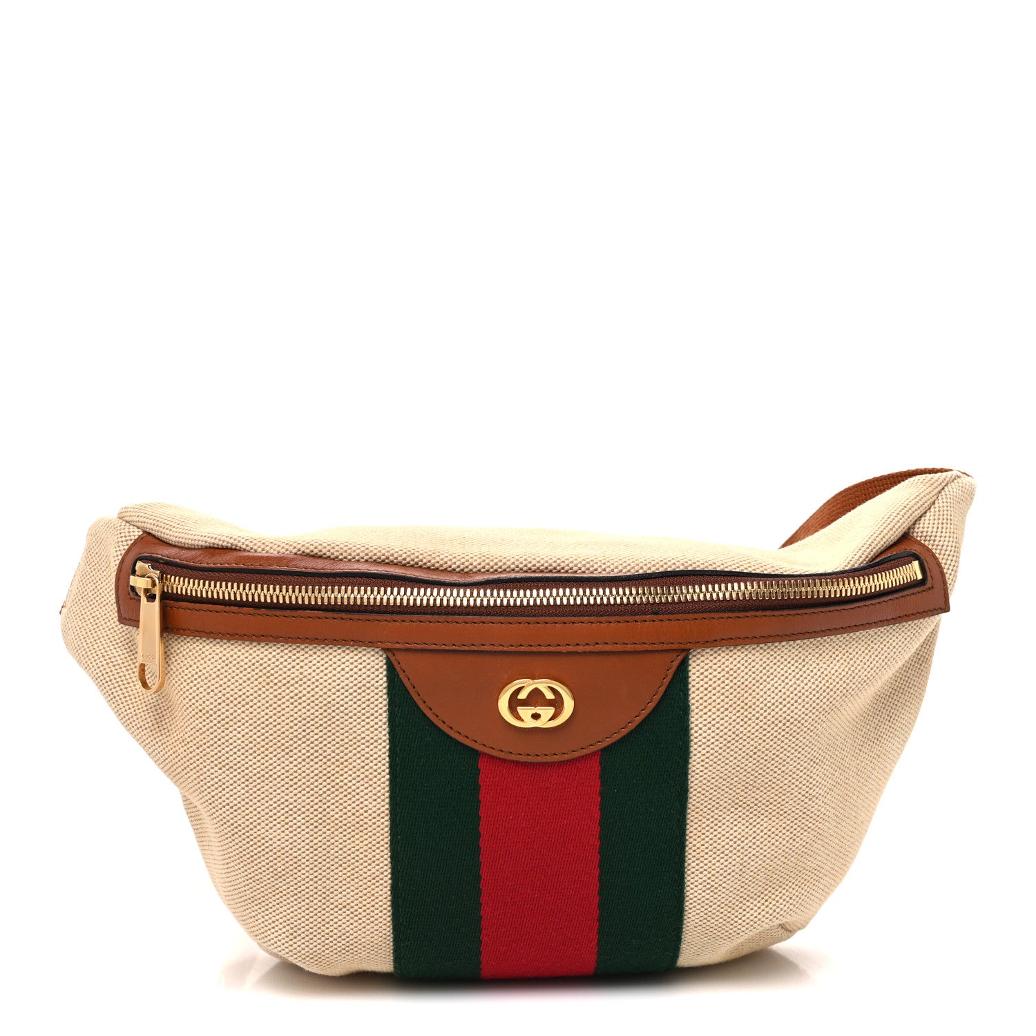 Gucci Vintage Canvas Web Belt Bag Sand Cuir 1 of 10