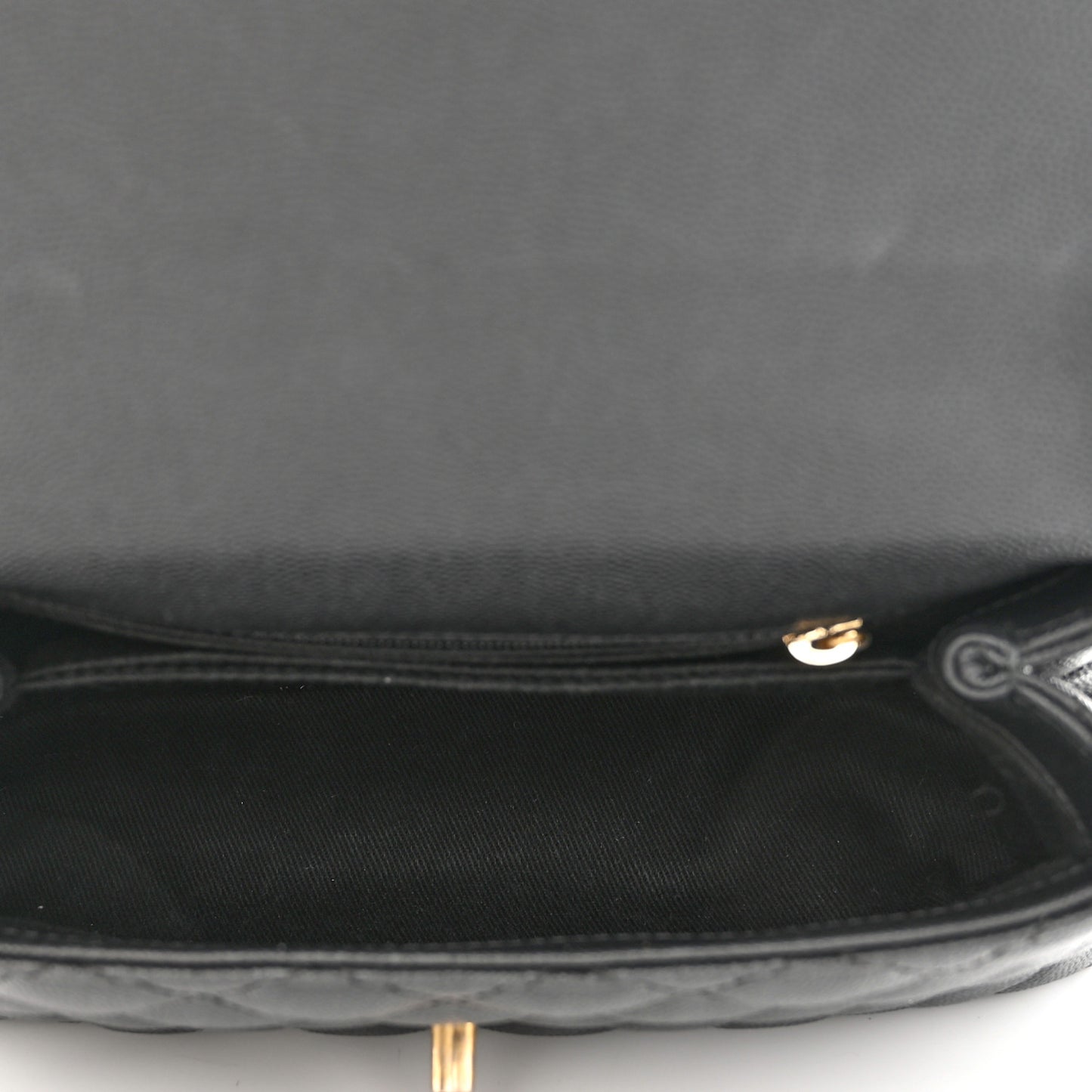 Caviar Lizard Embossed Quilted Mini Coco Handle Flap Black