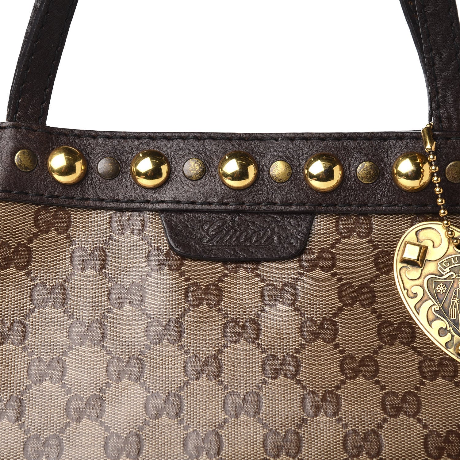 Gucci Crystal Monogram Medium Babouska Shopping Tote Dark Brown 10 of 11