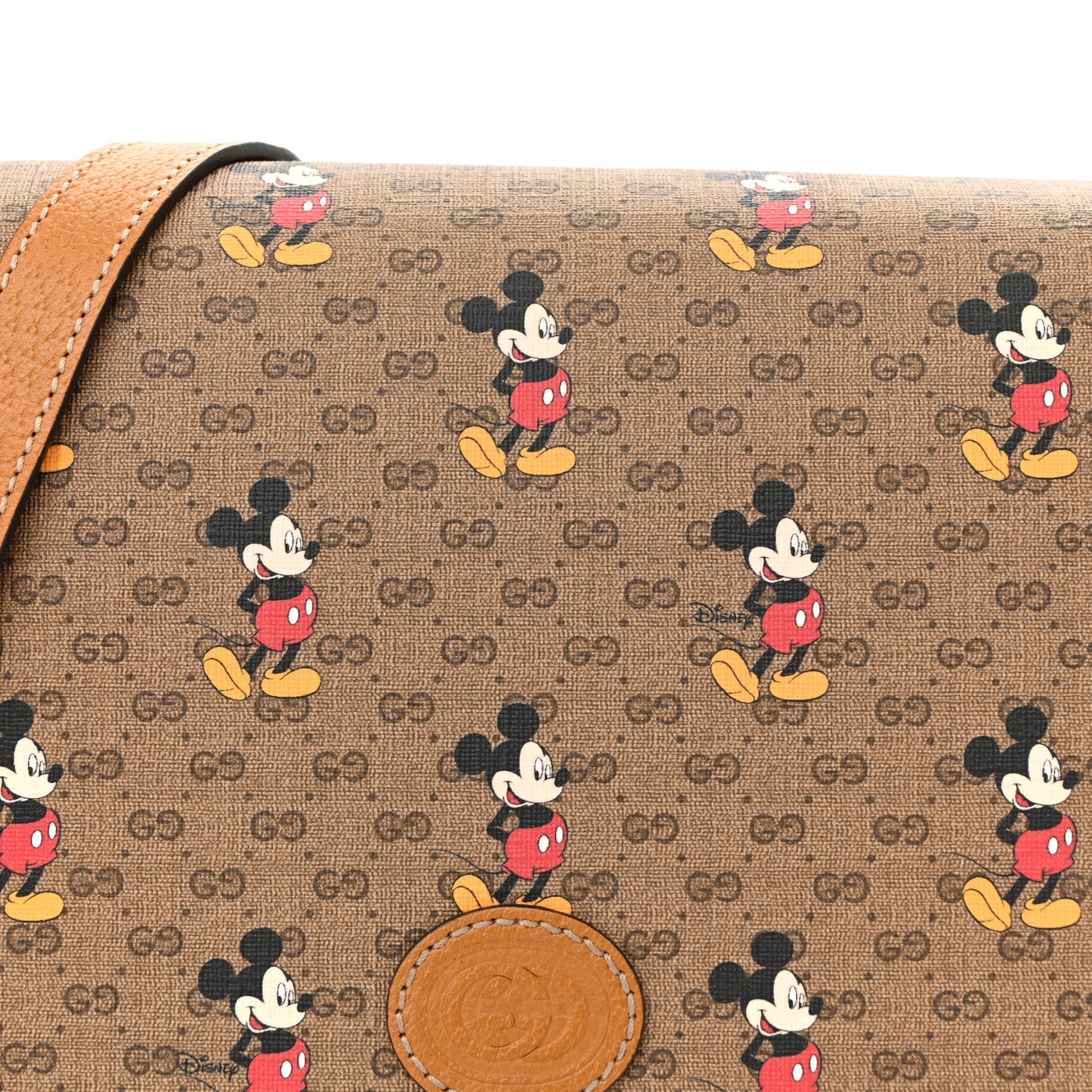 X DISNEY Mini Vintage GG Supreme Monogram Mickey Mouse Small Flap Messenger Bag Beige Vintage Sun Oil