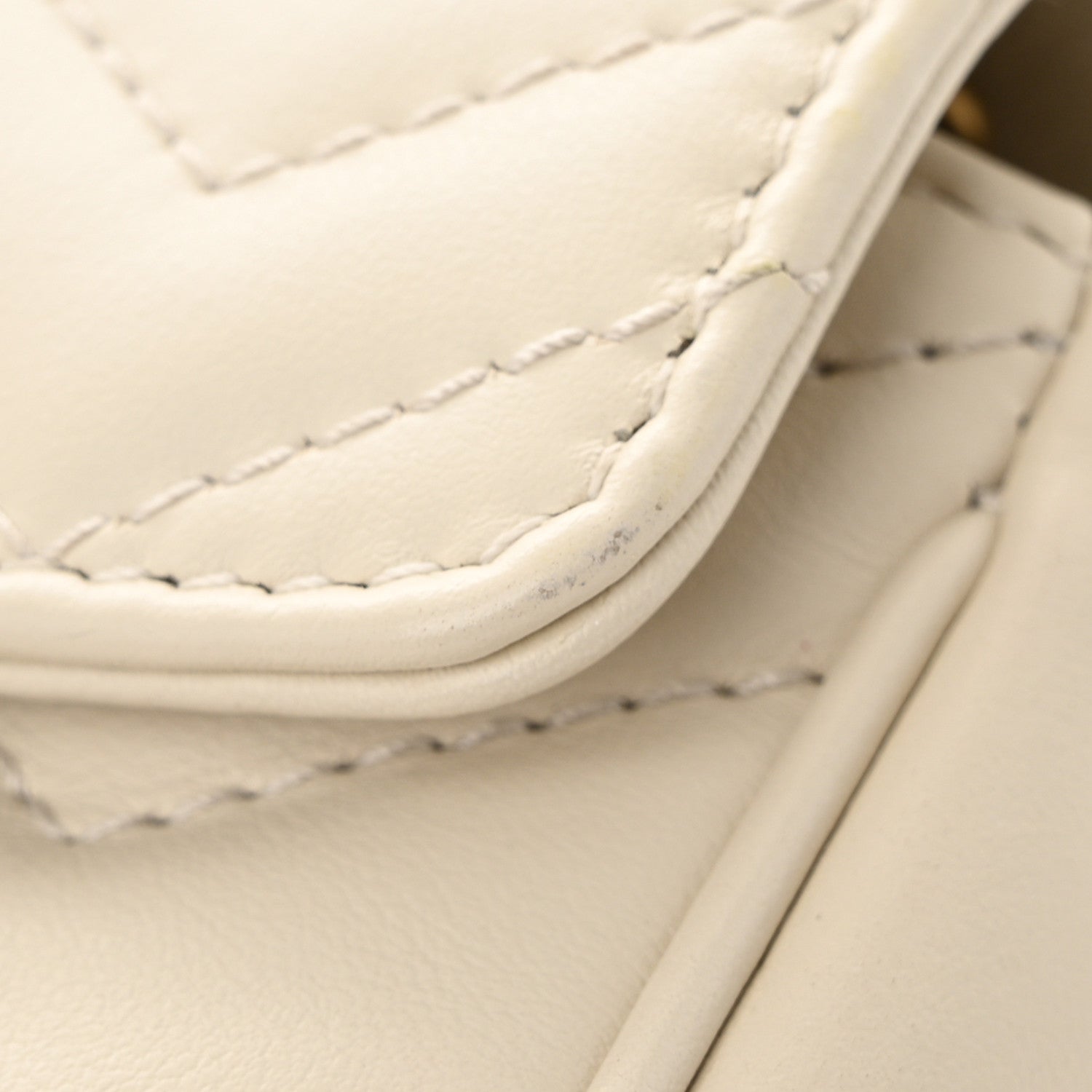 Gucci Calfskin Matelasse Super Mini GG Marmont Shoulder Bag White 11 of 12