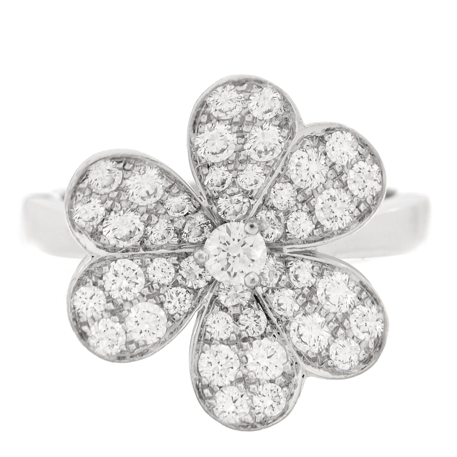 Van Cleef & Arpels 18K White Gold Diamond Small Frivole Ring 48 4.5 1 of 4