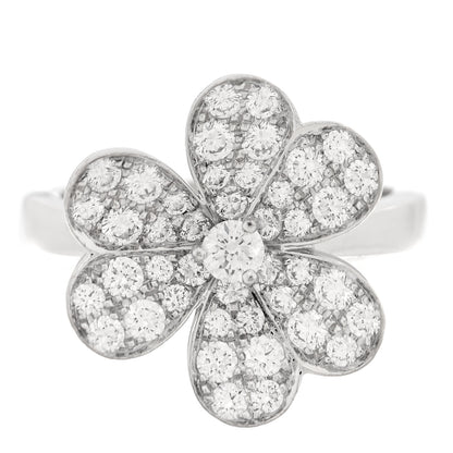 Van Cleef & Arpels 18K White Gold Diamond Small Frivole Ring 48 4.5 1 of 4