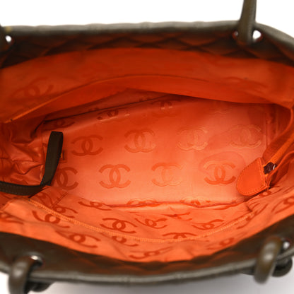 Chanel Calfskin Snakeskin Quilted Large Cambon Tote Khaki 5 of 14