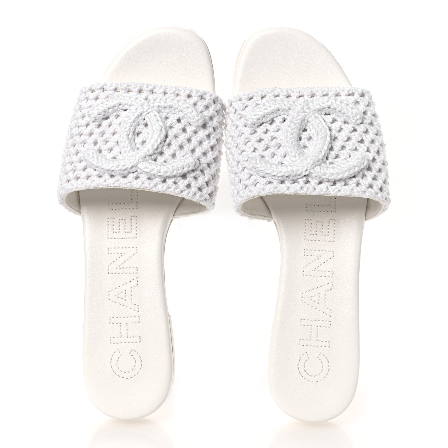 Chanel Crochet CC Mules Sandals 38 White 2 of 10
