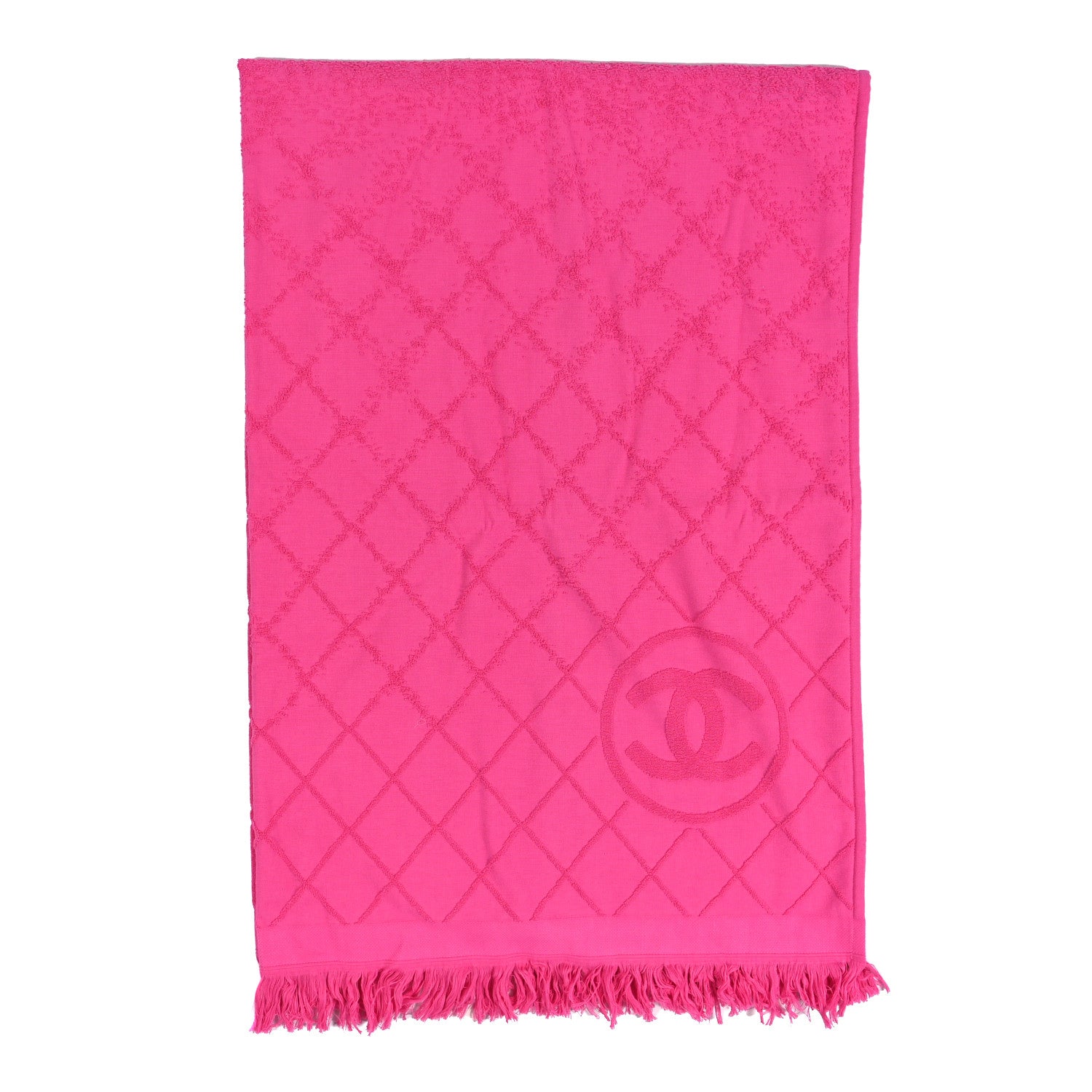 Chanel Terry Cotton CC Bath Towel Dark Pink 1 of 6